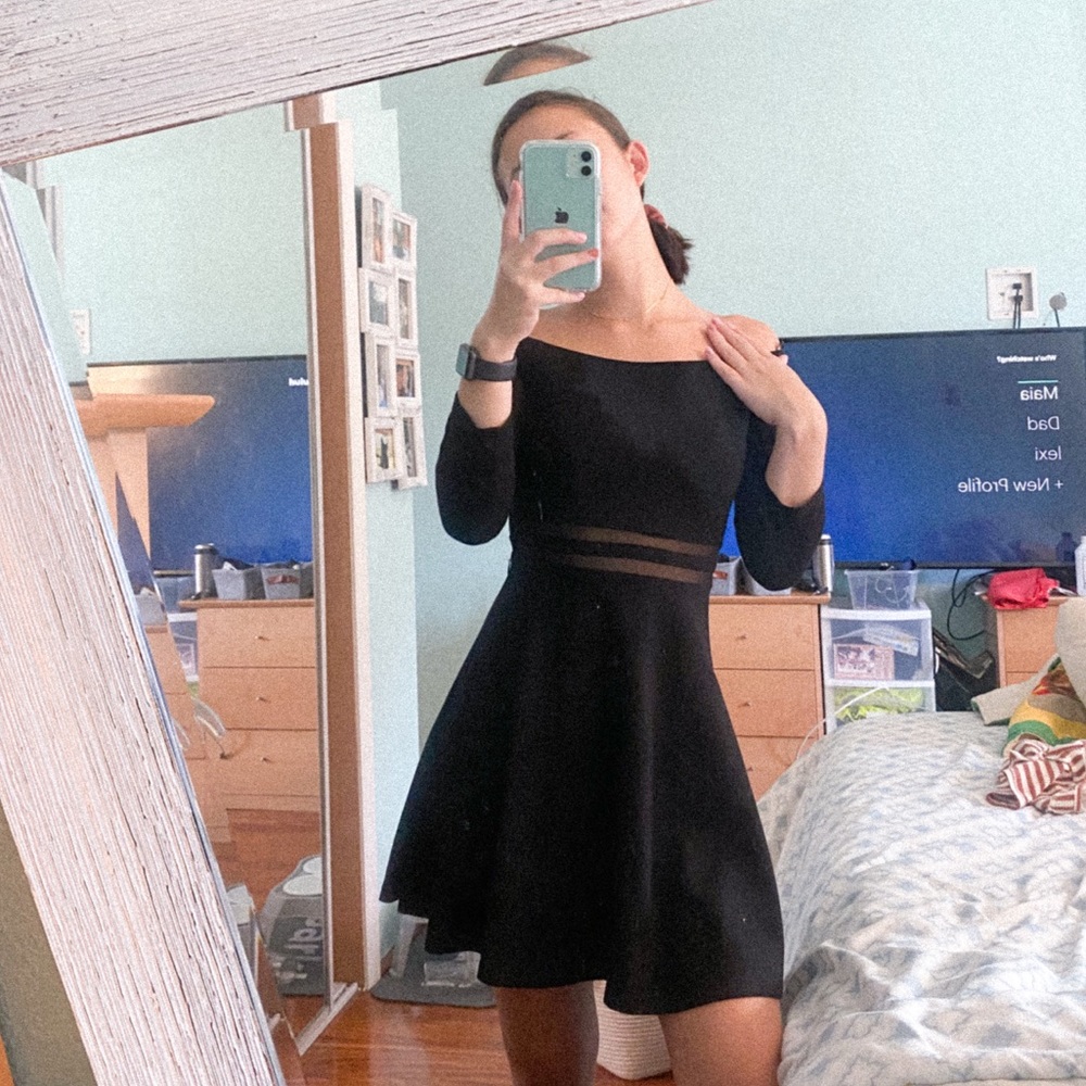 Lulus “Yes to the Mesh Black Skater Dress”